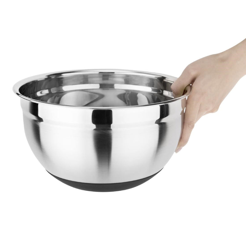 Vogue Stainless Steel Mixing Bowl with Silicone Base 5Ltr GG022