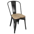 Bolero Steel Dining Side Chairs with Wooden Seat pads Black (Pack of 4) GG707