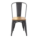 Bolero Steel Dining Side Chairs with Wooden Seat pads Grey (Pack of 4) GG708