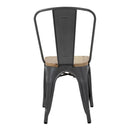 Bolero Steel Dining Side Chairs with Wooden Seat pads Grey (Pack of 4) GG708