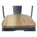 Bolero Steel Dining Side Chairs with Wooden Seat pads Grey (Pack of 4) GG708