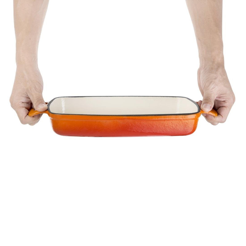 Vogue Orange Rectangular Cast Iron Dish 1.8Ltr GH321