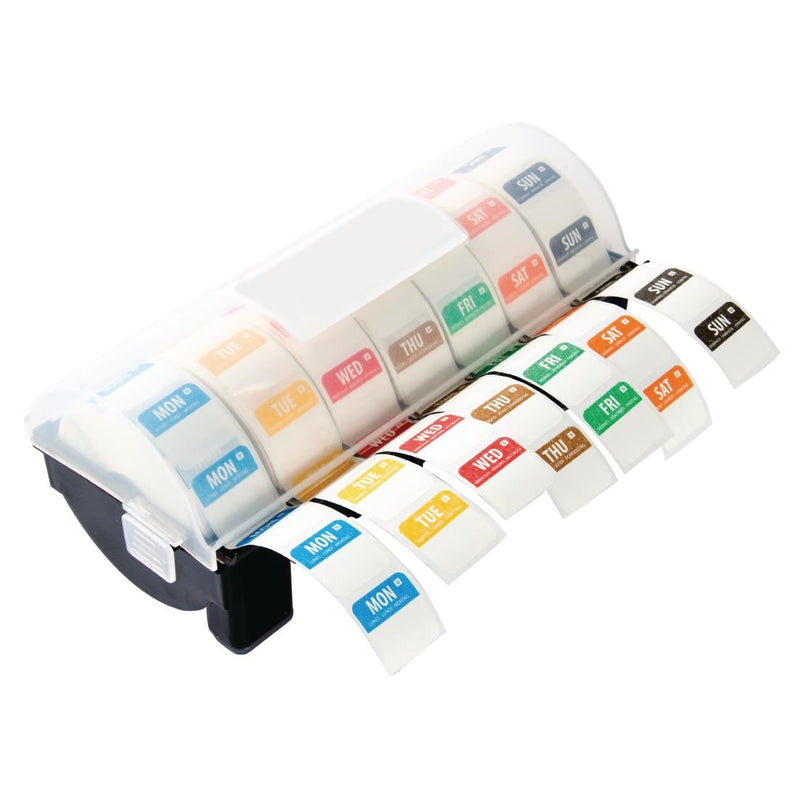 Vogue Dissolvable Colour Coded Food Labels Starter Kit with 1" Dispenser GH474