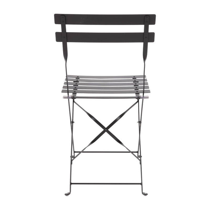 Bolero Black Pavement Style Steel Folding Chairs (Pack of 2) GH553
