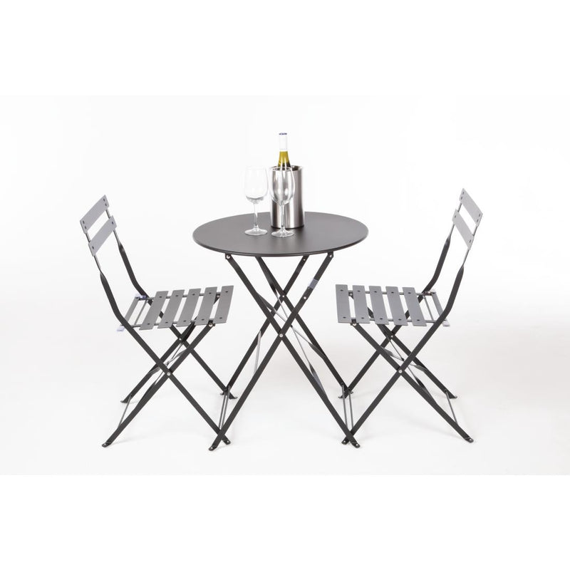 Bolero Black Pavement Style Steel Folding Chairs (Pack of 2) GH553