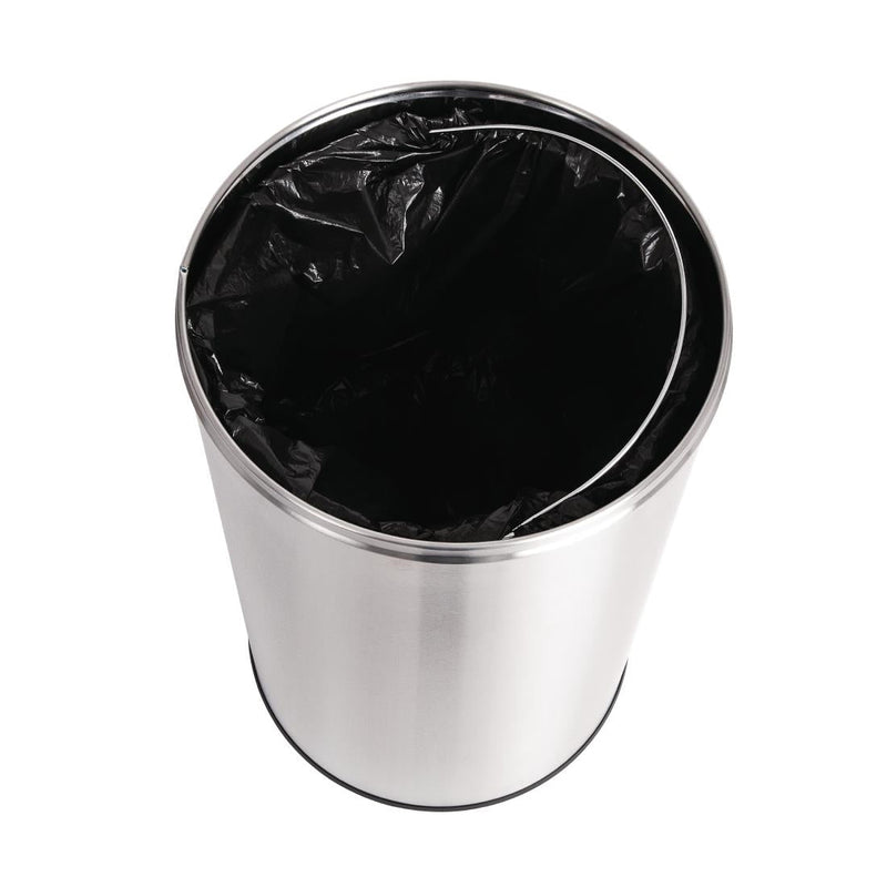 Bolero Stainless Steel Open Lid Bullet Bin Silver 40 Litre GK972