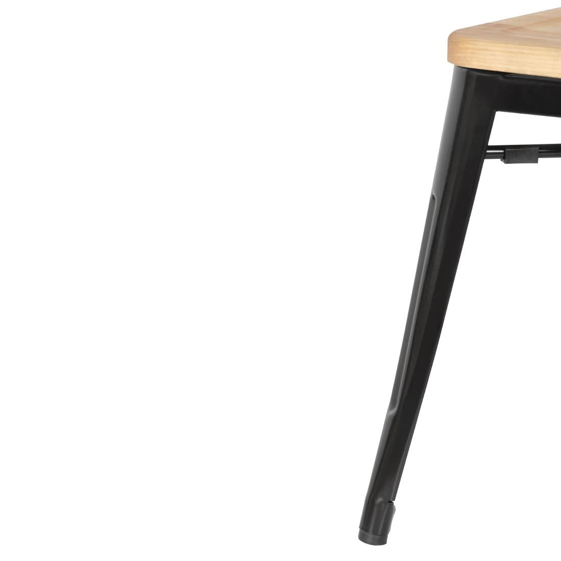 Bolero Low Metal Bar Stools with Wooden Seat Pad Black GM635