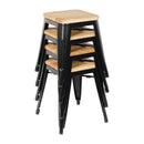 Bolero Low Metal Bar Stools with Wooden Seat Pad Black GM635