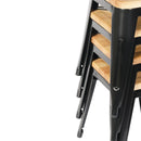 Bolero Low Metal Bar Stools with Wooden Seat Pad Black GM635