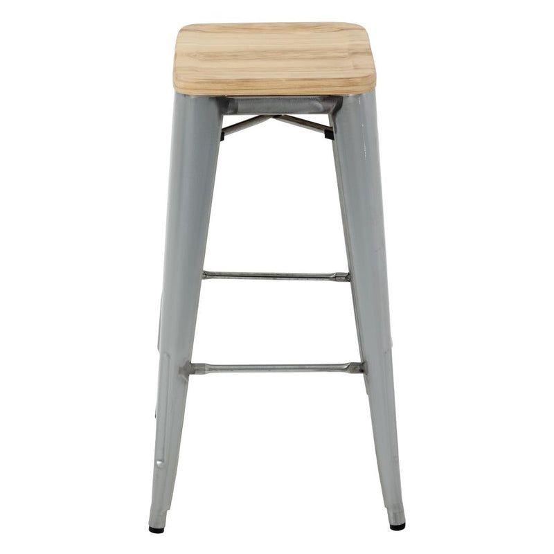 Bolero High Metal Bar Stools with Wooden Seat Pad GM638
