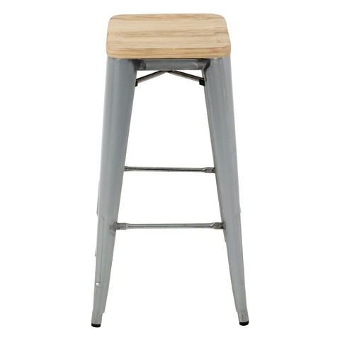 Bolero High Metal Bar Stools with Wooden Seat Pad GM638