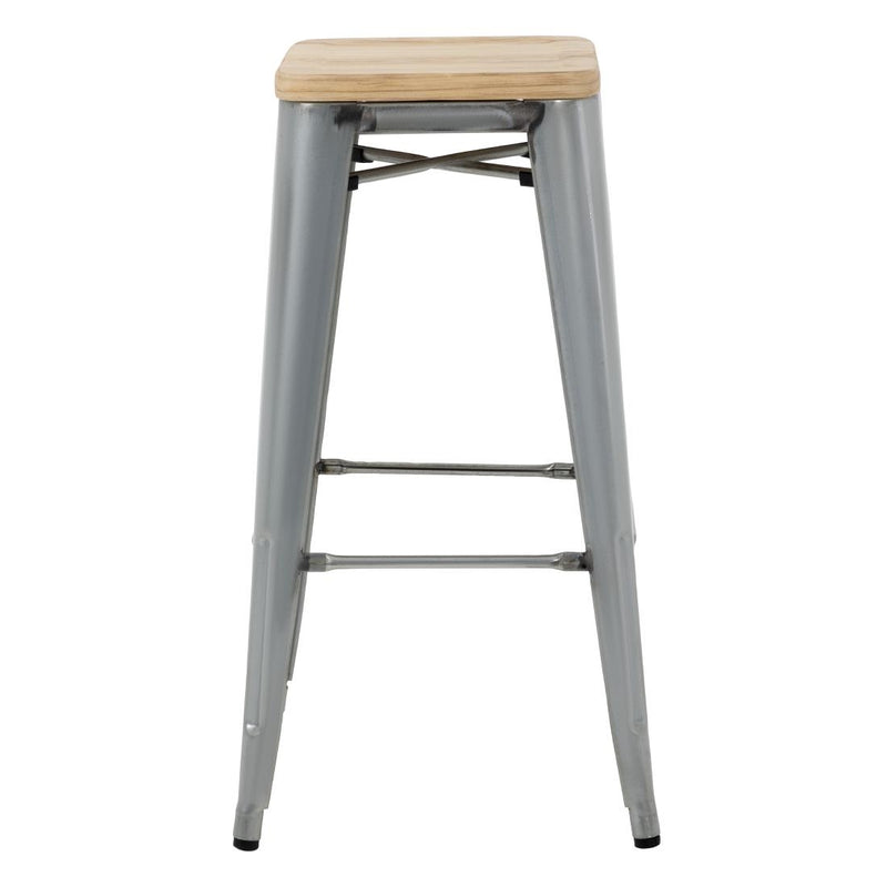 Bolero High Metal Bar Stools with Wooden Seat Pad GM638