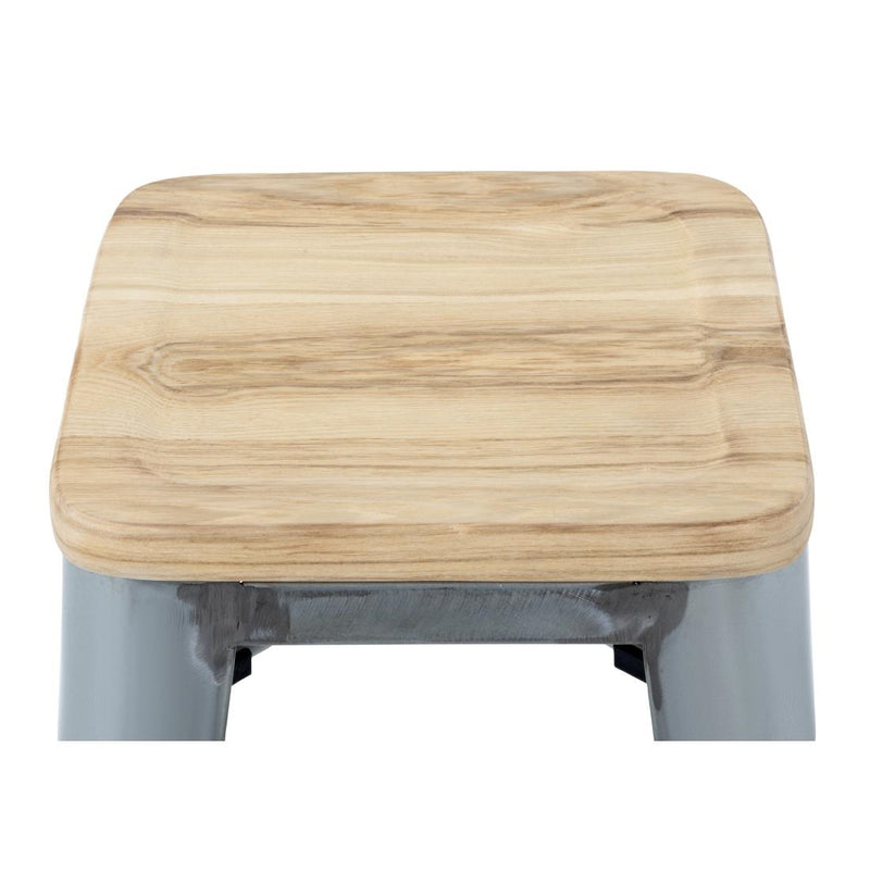 Bolero High Metal Bar Stools with Wooden Seat Pad GM638