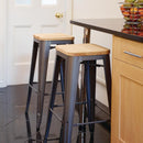 Bolero Bistro Metal High Bar Stool with Wooden Seat Pad Steel (Pack of 4) GM639