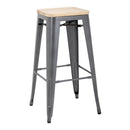 Bolero Bistro Metal High Bar Stool with Wooden Seat Pad Steel (Pack of 4) GM639