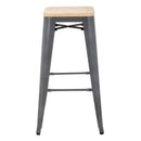 Bolero Bistro Metal High Bar Stool with Wooden Seat Pad Steel (Pack of 4) GM639