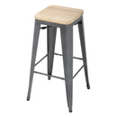 Bolero Bistro Metal High Bar Stool with Wooden Seat Pad Steel (Pack of 4) GM639