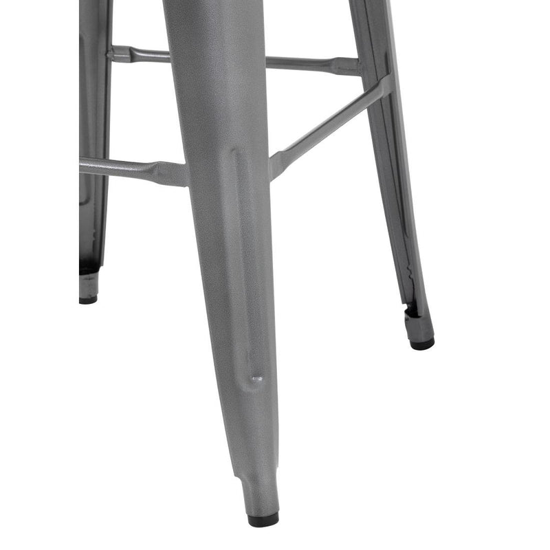 Bolero Bistro Metal High Bar Stool with Wooden Seat Pad Steel (Pack of 4) GM639