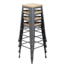 Bolero Bistro Metal High Bar Stool with Wooden Seat Pad Steel (Pack of 4) GM639