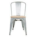 Bolero Galvanised Steel Dining Sidechairs with Wood Seat Pad GM642