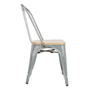 Bolero Galvanised Steel Dining Sidechairs with Wood Seat Pad GM642