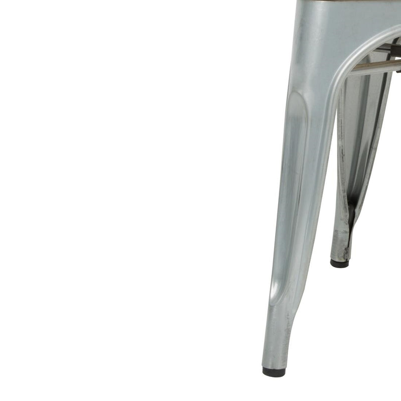 Bolero Galvanised Steel Dining Sidechairs with Wood Seat Pad GM642
