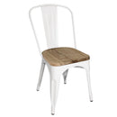 Bolero White Steel Dining Sidechairs with Wood Seatpad (Pack of 4) GM644