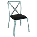 Bolero Antique Sky Blue Steel Chairs with Black PU Seat (Pack of 4) GM649