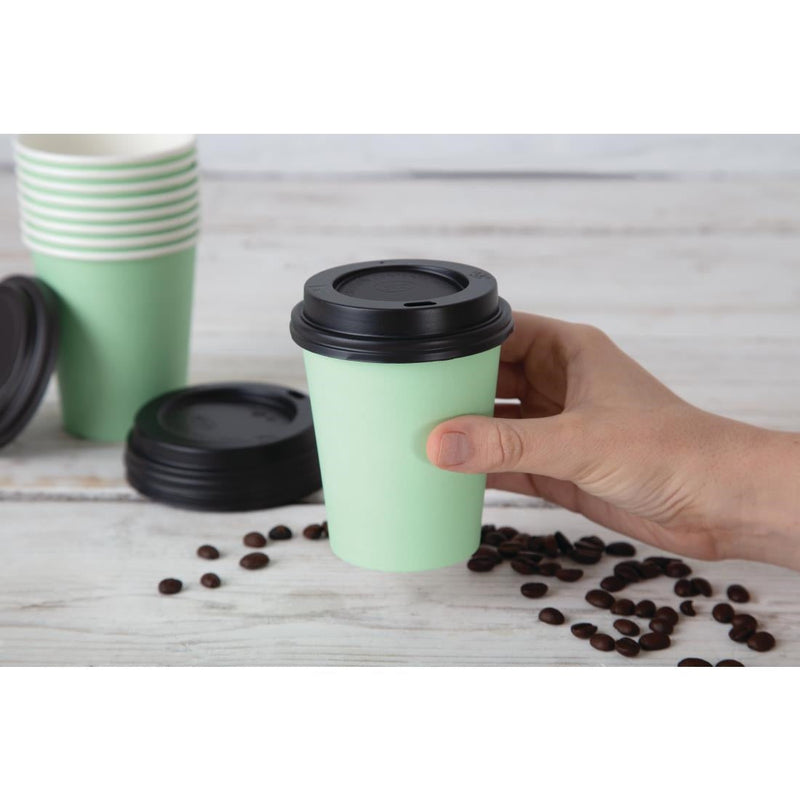 Fiesta Recyclable Takeaway Coffee Cups Single Wall Turquoise 225ml (Pack of 1000) GP403
