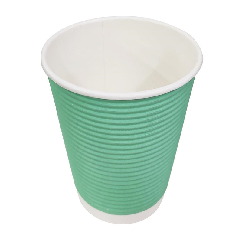 Fiesta Recyclable Takeaway Coffee Cups Ripple Wall Turquoise 225ml (Pack of 500) GP421