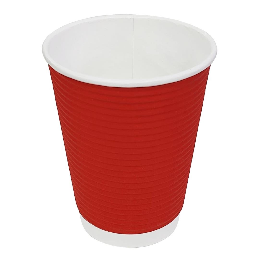Fiesta Recyclable Takeaway Coffee Cups Ripple Wall Red 340ml (Pack of 25) GP425