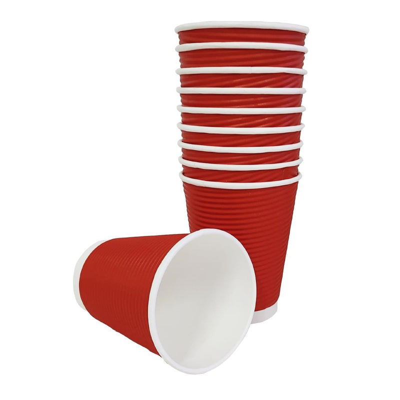Fiesta Recyclable Takeaway Coffee Cups Ripple Wall Red 340ml (Pack of 500) GP428