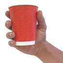 Fiesta Recyclable Takeaway Coffee Cups Ripple Wall Red 340ml (Pack of 500) GP428