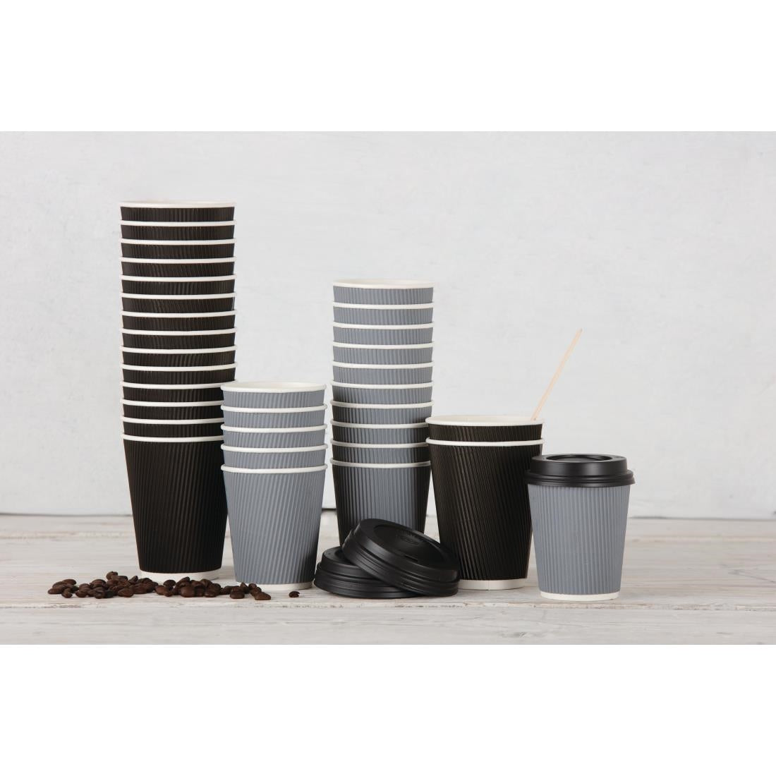 Fiesta Recyclable Coffee Cup Lids Black 340ml and 455ml (Pack of 1000) CW718