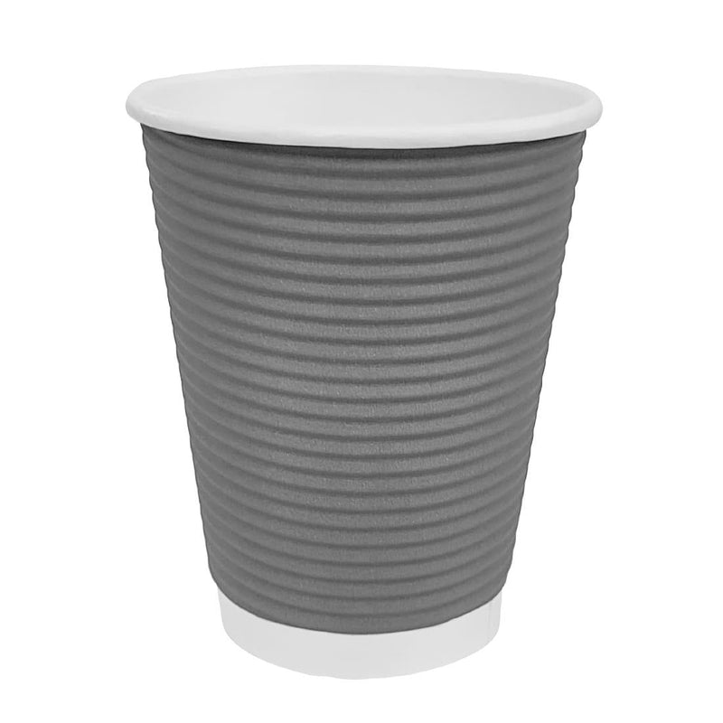 Fiesta Recyclable Takeaway Coffee Cups Ripple Wall Charcoal 225ml (Pack of 500) GP433