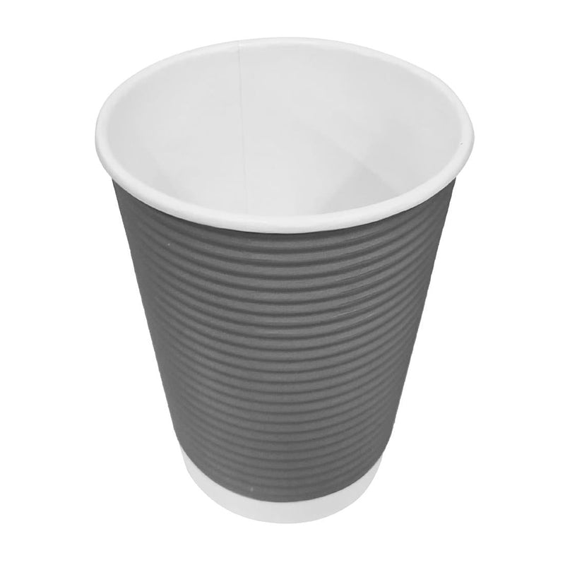 Fiesta Recyclable Takeaway Coffee Cups Ripple Wall Charcoal 225ml (Pack of 500) GP433