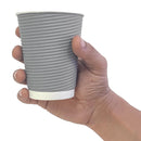 Fiesta Recyclable Takeaway Coffee Cups Ripple Wall Charcoal 340ml (Pack of 25) GP431