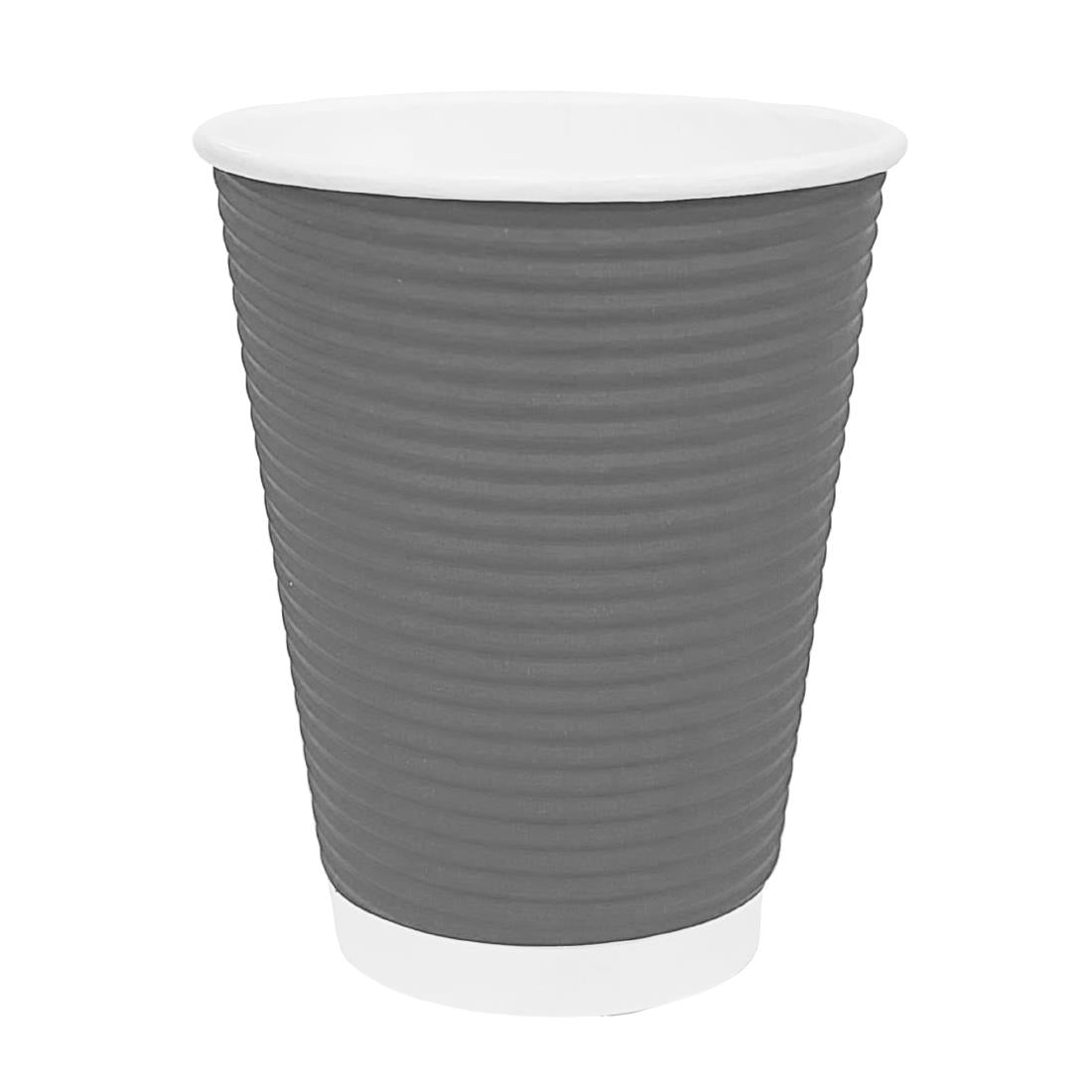 Fiesta Recyclable Takeaway Coffee Cups Ripple Wall Charcoal 340ml (Pack of 25) GP431