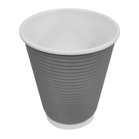 Fiesta Recyclable Takeaway Coffee Cups Ripple Wall Charcoal 340ml (Pack of 500) GP434