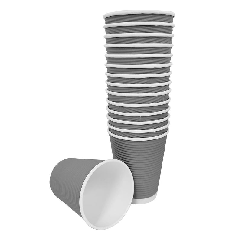 Fiesta Recyclable Takeaway Coffee Cups Ripple Wall Charcoal 340ml (Pack of 500) GP434