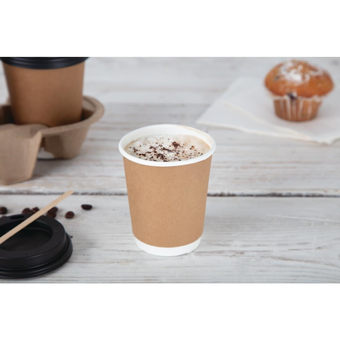 Fiesta Recyclable Takeaway Coffee Cups Double Wall Kraft 225ml (Pack of 500) GP439