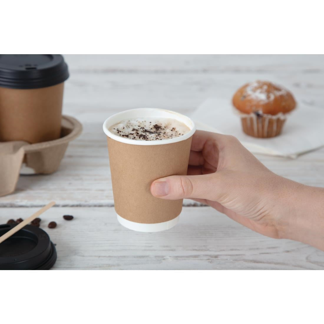 Fiesta Recyclable Coffee Cup Lids Black 225ml (Pack of 50) CW715