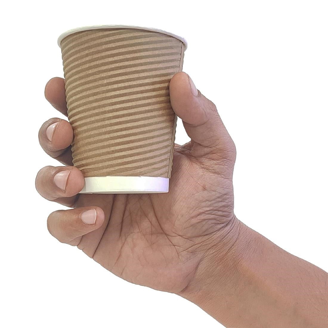 Fiesta Recyclable Takeaway Coffee Cups Ripple Wall Kraft 225ml (Pack of 500) GP442