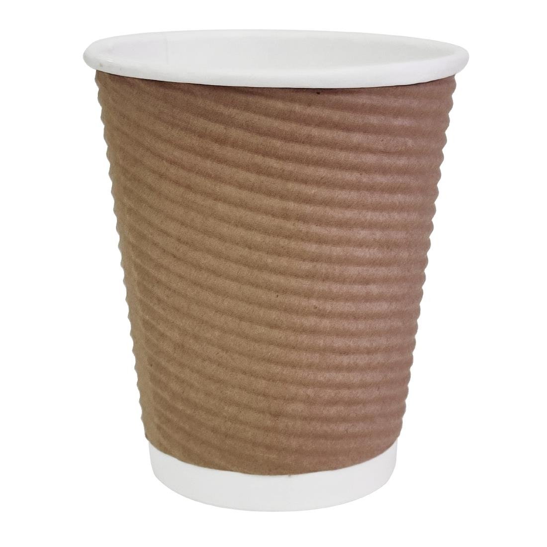 Fiesta Recyclable Takeaway Coffee Cups Ripple Wall Kraft 225ml (Pack of 500) GP442