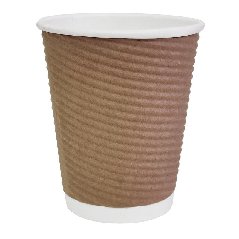 Fiesta Recyclable Takeaway Coffee Cups Ripple Wall Kraft 225ml (Pack of 25) GP443