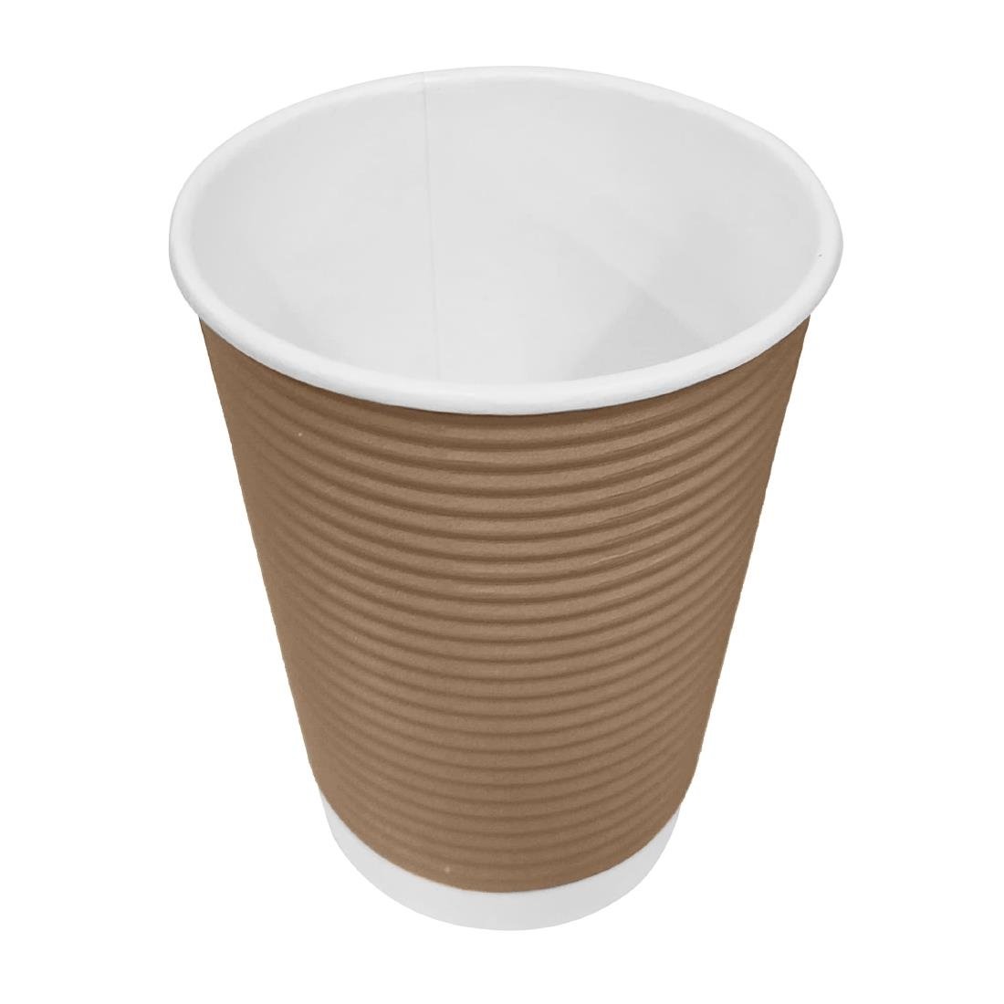Fiesta Recyclable Takeaway Coffee Cups Ripple Wall Kraft 225ml (Pack of 25) GP443