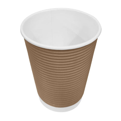 Fiesta Recyclable Takeaway Coffee Cups Ripple Wall Kraft 225ml (Pack of 25) GP443