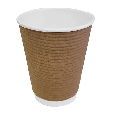 Fiesta Recyclable Takeaway Coffee Cups Ripple Wall Kraft 340ml (Pack of 25) GP445