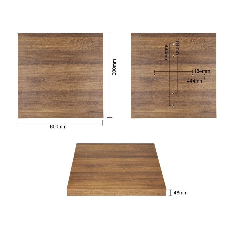 Bolero Pre-drilled Square Table Top Rustic Oak 600mm GR324