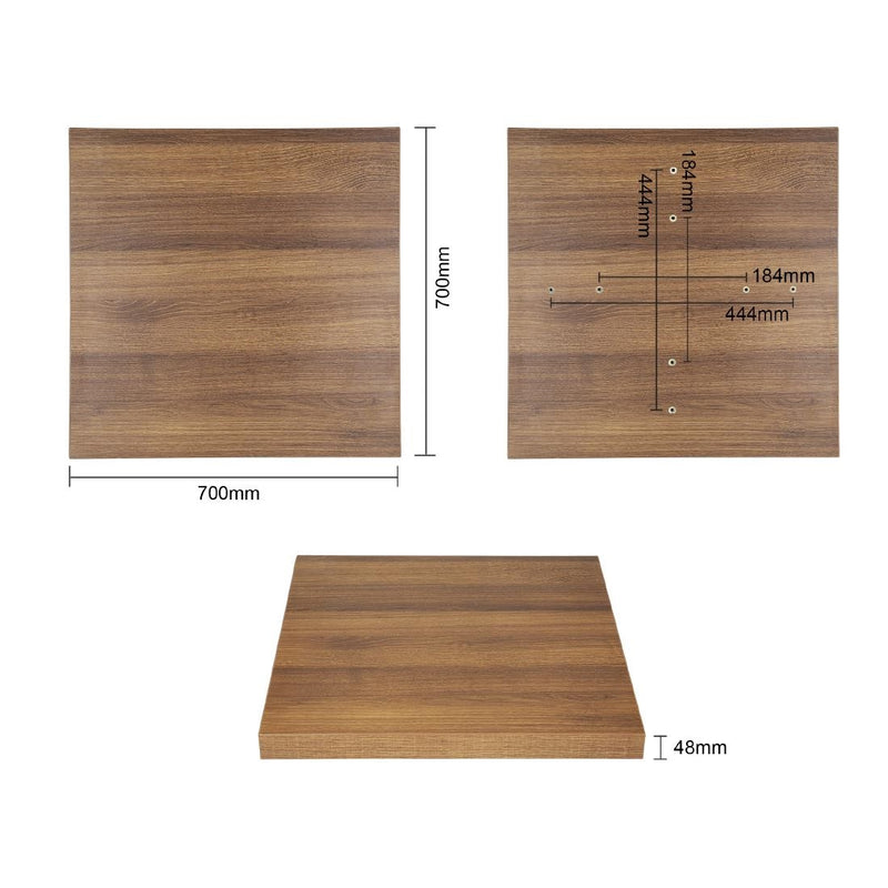 Bolero Pre-drilled Square Table Top Rustic Oak 700mm GR330